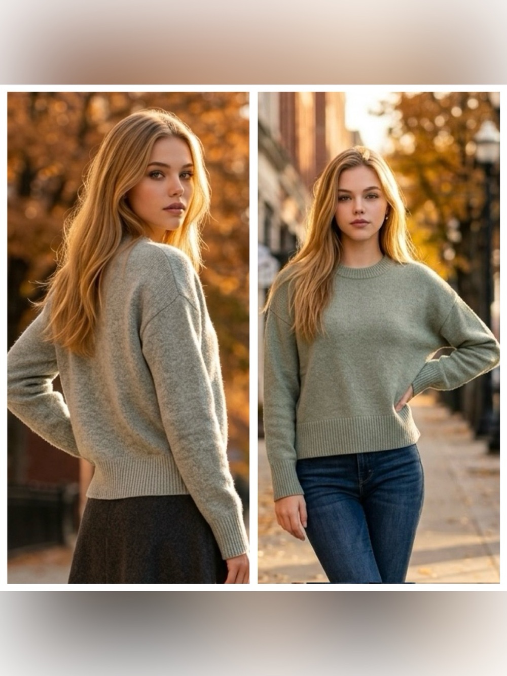 Magaschoni Women’s Sz SP crewneck Soft  thick knit pullover sweater Sage Green